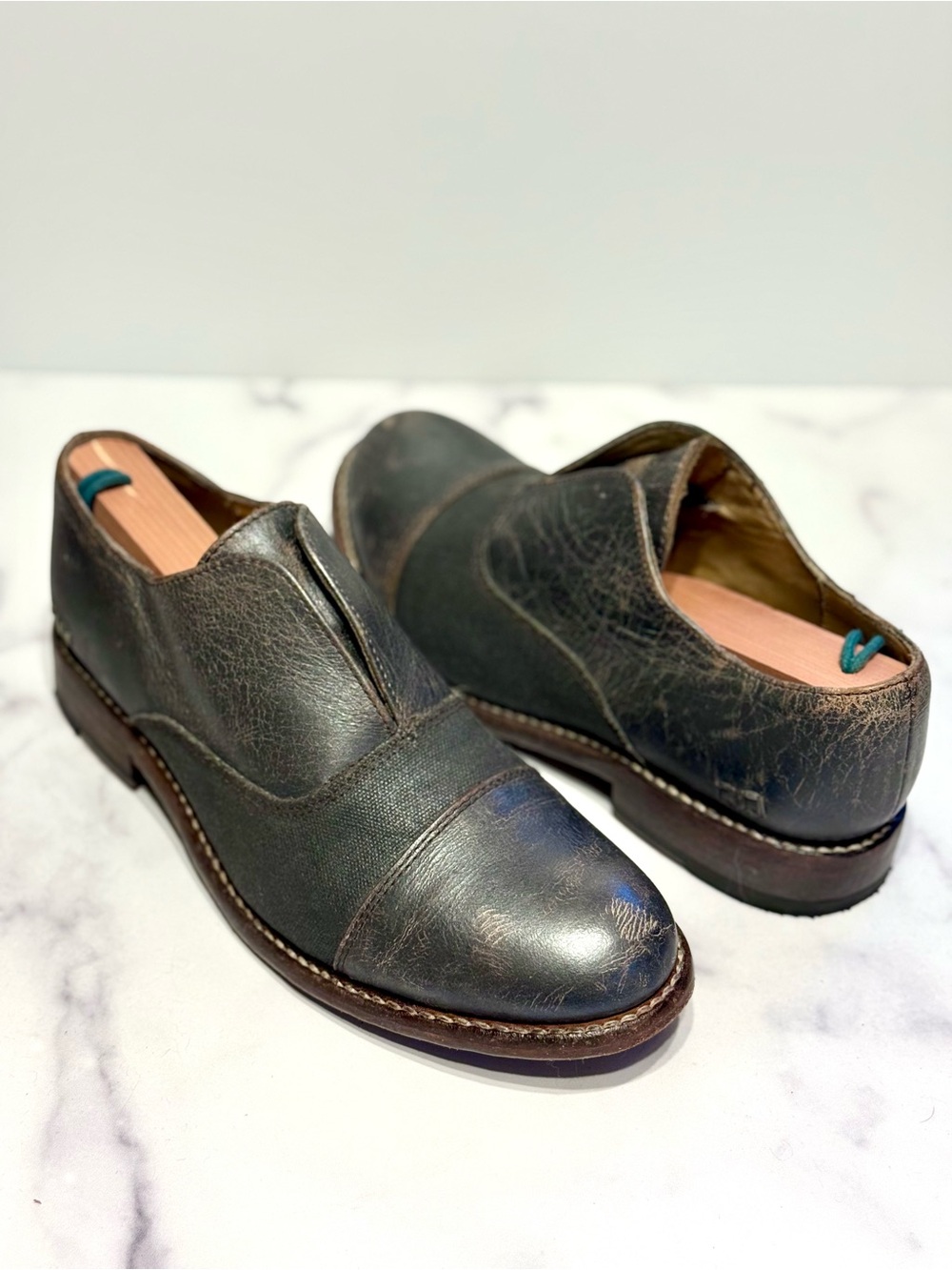 BED|STU Eden Distressed Gray Leather slip-on Loafers Cobbler Series (size 8.5) - Picture 5 of 16